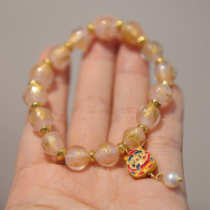 Fortune Jewel Gourd God Of Wealth Charm Fortune Liuli Glass Bead Incense Ash Porcelain Bead Bracelet