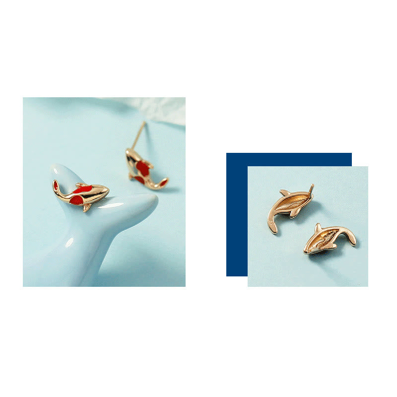 Fortune Jewel Copper Koi Fish Wealth Necklace Pendant Red Rope Bracelet Earrings Set