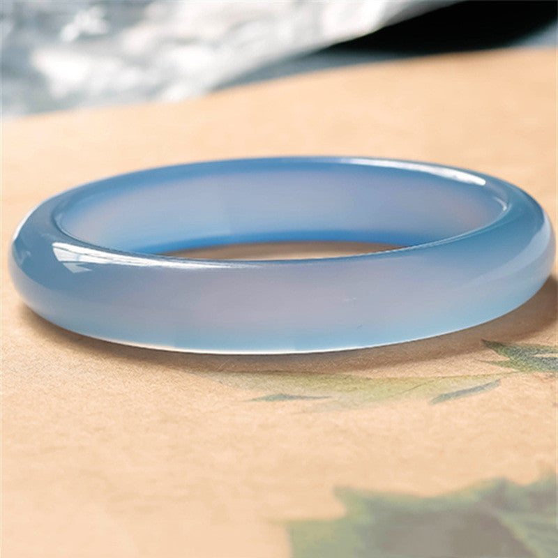Fortune Jewel Blue Chalcedony Emotional Balance Bracelet Bangle