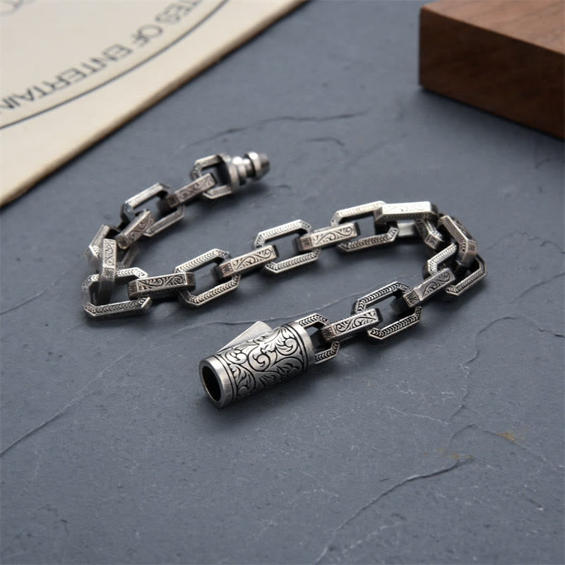 Fortune Jewel Vintage Tang Dynasty Flower Design Engraved Luck Energy Bracelet