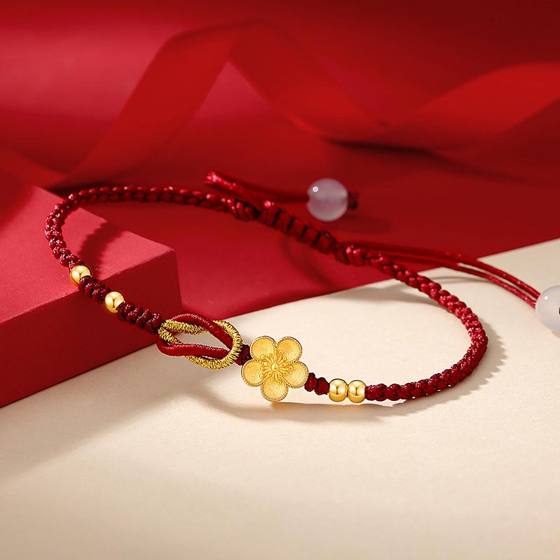 Fortune Jewel Handmade 925 Sterling Silver Cherry Blossoms Sakura Chalcedony Luck Bracelet