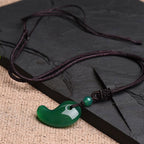Fortune Jewel Red Agate Green Agate Moon Pattern Confidence Calm Necklace