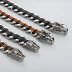 Fortune Jewel Dragon Leather Titanium Steel Protection Luck Braided Bracelet Fortune Jewel