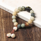 Fortune Jewel Natural Bodhi Seed Lovely Paw Ebony Wood Lucky Cat Wisdom Bracelet