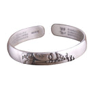Fortune Jewel 999 Sterling Silver Buddha Head Heart Sutra Serenity Bracelet Bangle