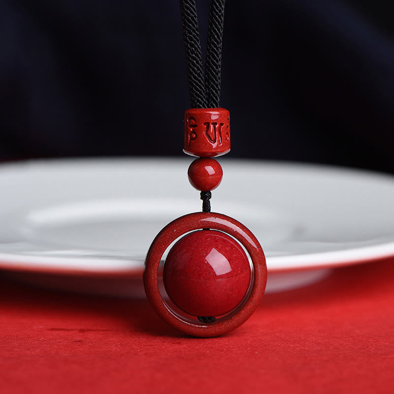 Fortune Jewel Cinnabar Om Mani Padme Hum PiXiu Blessing Lucky Bead Necklace Pendant