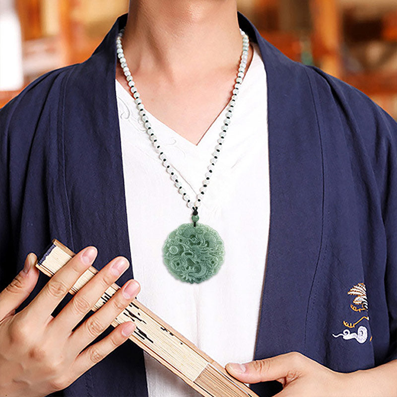 Fortune Jewel Chinese Zodiac Dragon Jade Fortune Necklace String Pendant Fortune Jewel