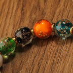 Fortune Jewel Tibetan Incense Ash Porcelain Luminous Fluorescent Liuli Glass Bead Gourd Copper Coin Charm Peace Bracelet