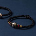 Fortune Jewel 925 Sterling Silver Tibet Handmade Om Mani Padme Hum Luck Protection King Kong Knot Braided Bracelet - Fortune Jewel