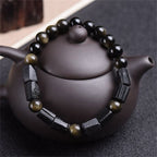 Fortune Jewel Gold Sheen Obsidian Black Tourmaline Wealth Bracelet