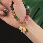 Fortune Jewel Natural Colorful Tourmaline Flower Bead Love Bracelet