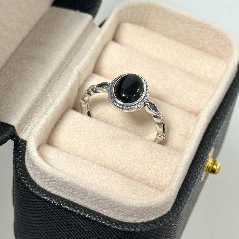 Fortune Jewel 925 Sterling Silver Black Onyx Fortune Ring