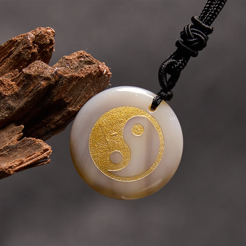 Fortune Jewel Various Crystal Amethyst Tiger Eye Green Aventurine Yin Yang Spiritual Necklace Pendant