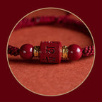 Fortune Jewel Tibet Cinnabar Om Mani Padme Hum Engraved Blessing Braided Bracelet