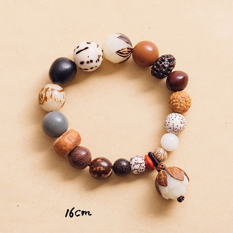Fortune Jewel Bodhi Seed Lotus Wisdom Peace Wrist Mala Bracelet