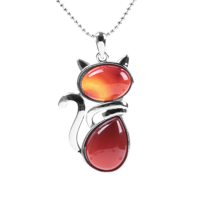 Fortune Jewel Cat Pattern Natural Crystal Protection Necklace Pendant