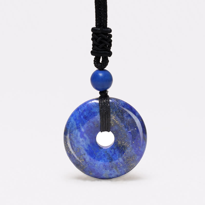 Fortune Jewel Lucky Coin Pendant Healing Crystal Gemstone Necklace
