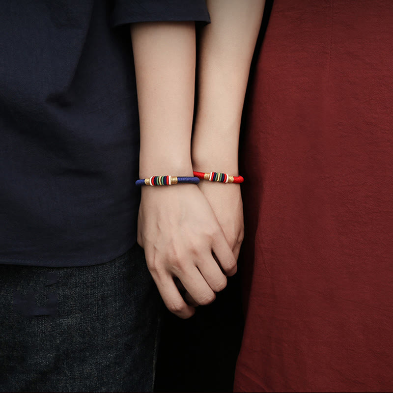 Fortune Jewel Tibetan Handmade Colorful King Kong Knot Five Elements Luck Braid String Bracelet