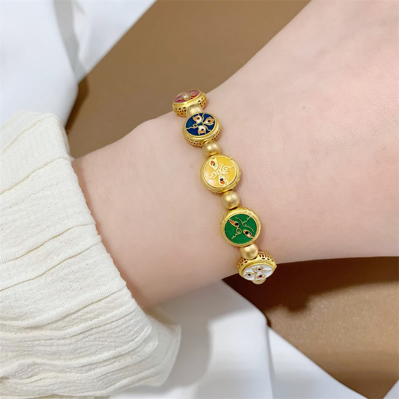 Fortune Jewel Tibetan Five God Of Wealth Copper Beads Luck Bracelet