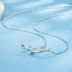 Fortune Jewel Bamboo Leaf Design Copper Zircon Wealth Necklace Pendant