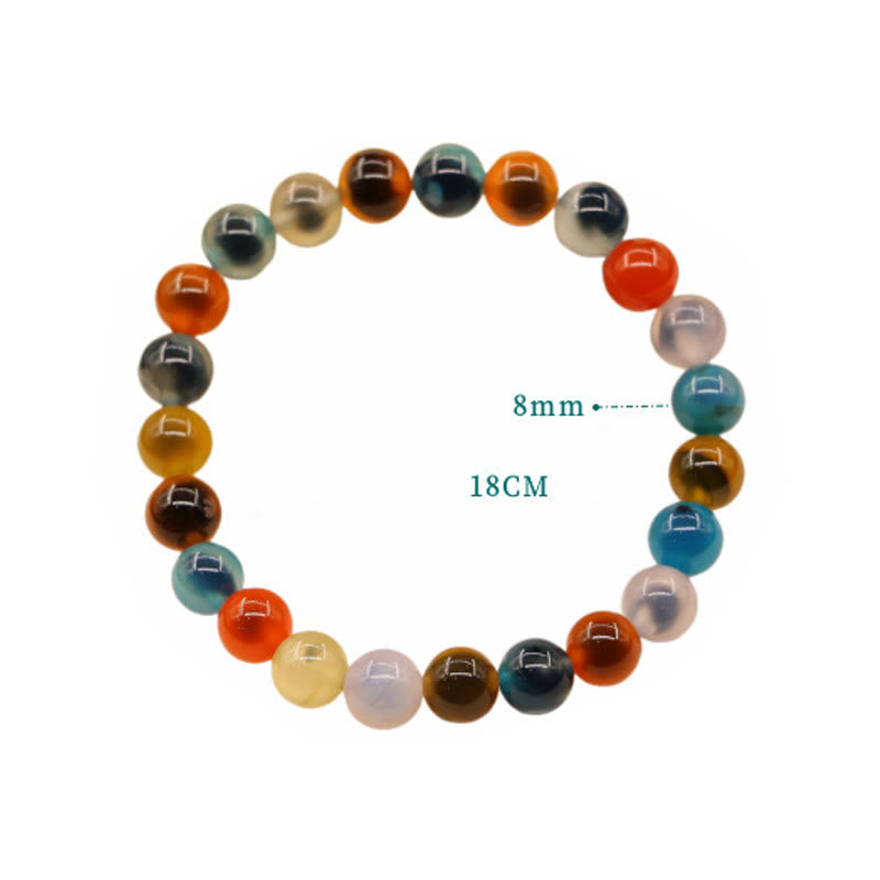 Fortune Jewel Colorful Candy Agate Healing Strength Bead Bracelet