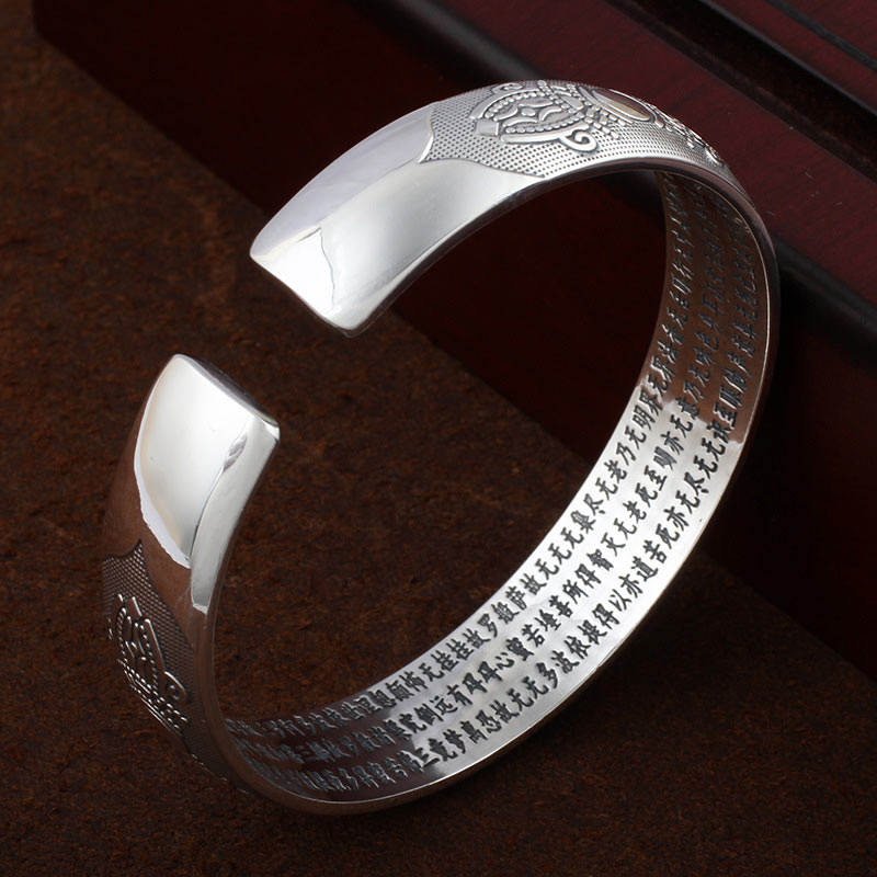 Fortune Jewel Tibetan Sanskrit White Copper Meditation Prayer Bracelet Bangle