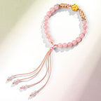 Fortune Jewel 999 Sterling Silver Natural Red Agate Pink Crystal Cherry blossom Bracelet