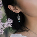 Fortune Jewel 925 Sterling Silver Turquoise Lotus Leaf Protection Drop Dangle Earrings