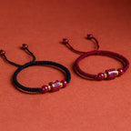 Fortune Jewel Tibet Cinnabar Om Mani Padme Hum Engraved Blessing Braided Bracelet