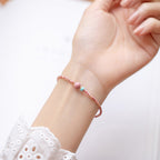 Fortune Jewel 14K Gold Plated Natural Rhodonite Loving Energy Chain Bracelet