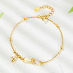 Fortune Jewel 925 Sterling Silver 18K Gold Plated White Jade Bamboo Zircon Leaf Luck Bracelet