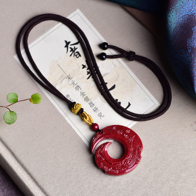 Fortune Jewel One's Luck Improves Design Patern Natural Cinnabar Blessing Necklace Pendant