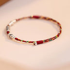 Fortune Jewel 925 Sterling Silver Luck Koi Fish Braided Colorful String Bracelet Anklet