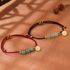 Fortune Jewel Handmade Hetian Jade Bead Lotus Pod Prosperity Luck Braided Bracelet