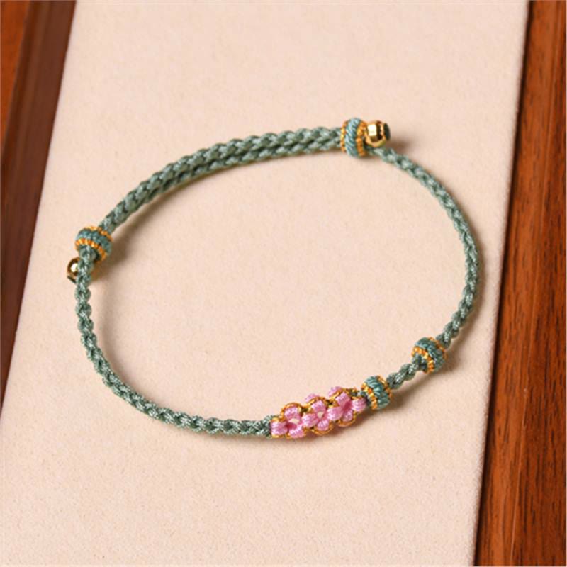Fortune Jewel Handmade Peach Blossom Protection Braided Rope Bracelet