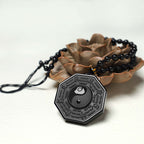 Fortune Jewel Black Obsidian Stone Yin Yang Pendant Necklace