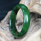 Fortune Jewel Natural Hetian Cyan Jade Happiness Success Bracelet Bangle