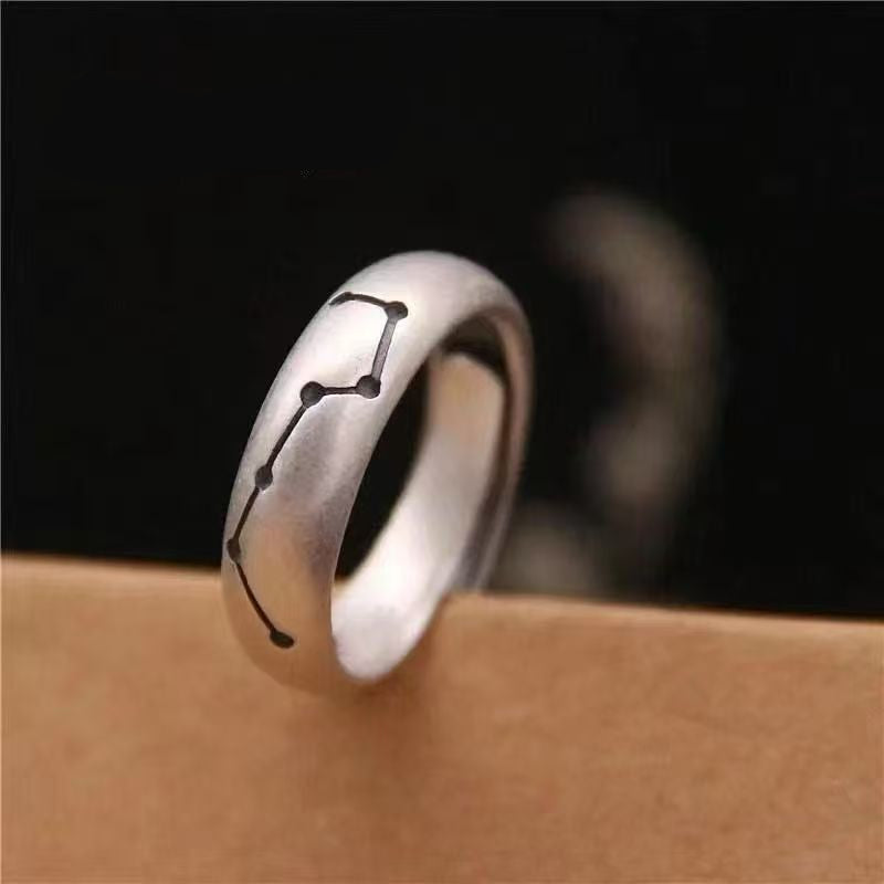 990 Pure Silver Big Dipper Adjustable Ring