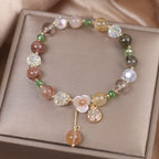 Fortune Jewel Strawberry Quartz Rutilated Quartz Fluorite Flower Healing Bracelet