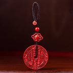 Fortune Jewel Natural Cinnabar Mountain Ghosts Spend Money Bagua Blessing Necklace Pendant Key Chain