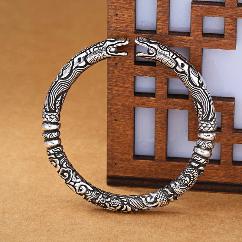 Fortune Jewel Dragon Head Carved Luck Bracelet Bangle Fortune Jewel