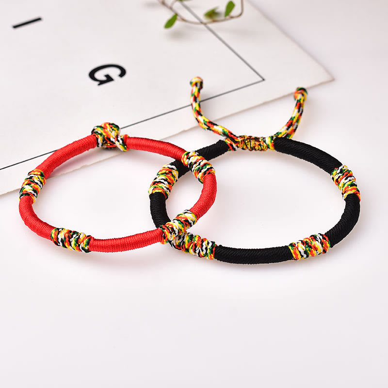 Fortune Jewel Tibetan Handmade Colorful King Kong Knot Lucky Protection Braid String Bracelet
