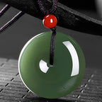 Fortune Jewel Natural Round Jade Peace Buckle Prosperity Necklace String Pendant