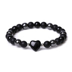 Fortune Jewel Black Onyx Tiger Eye Stone Crystal Love Heart Protection Bracelet