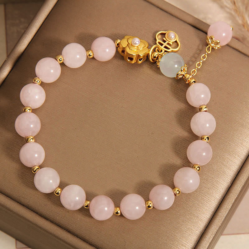 Fortune Jewel Natural Pink Crystal Lucky Flower Warmth Bracelet
