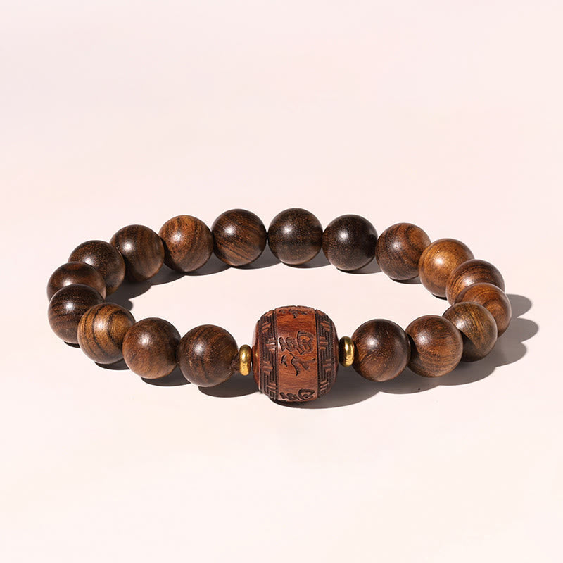Fortune Jewel Rosewood Auspicious Clouds Totem Fu Character Bamboo Pattern Warmth Bracelet