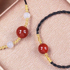 Fortune Jewel Natural Red Agate Chalcedony Self-acceptance Confidence String Bead Bracelet Necklace Pendant