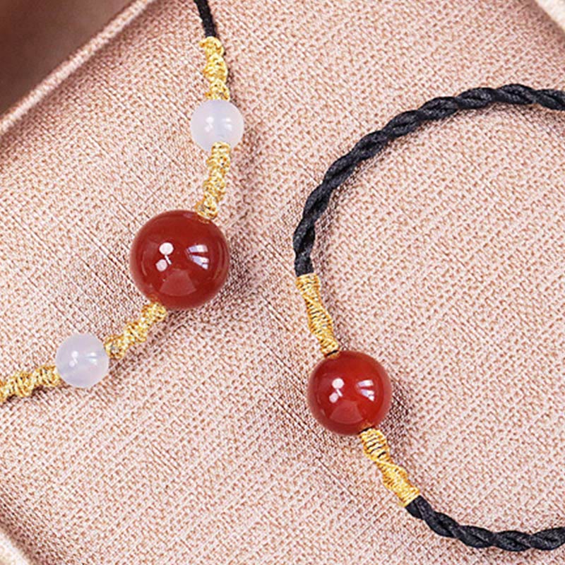 Fortune Jewel Natural Red Agate Chalcedony Self-acceptance Confidence String Bead Bracelet Necklace Pendant