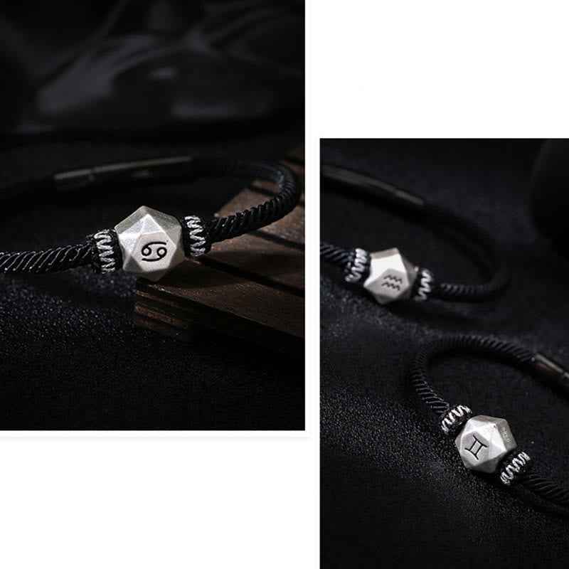 Fortune Jewel 999 Sterling Silver 12 Constellations of the Zodiac Protection Handmade String Bracelet