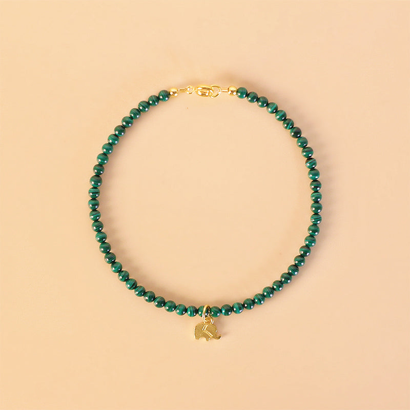 Fortune Jewel Natural Malachite Elephant Anti-Anxiety Charm Bracelet